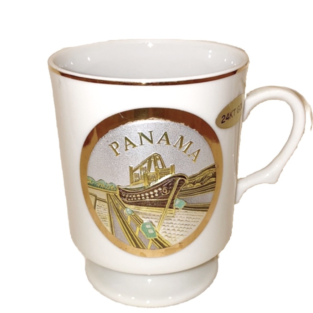 Rare Chokin Art 24k Panama Mug- Made in Japan- EUC